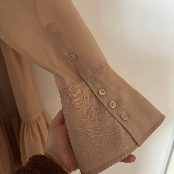 Jonathan Simkhai Sheer Tan Mini Dress - Picture 5 of 7